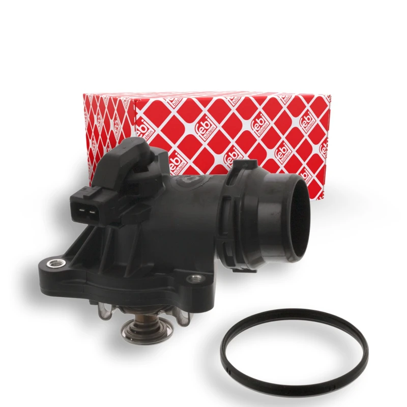 Image of FEBI BILSTEIN 46399 Engine thermostat Opening Temperature: 105°C, 25mm, with gasket/seal, with housing Thermostat,coolant (316)