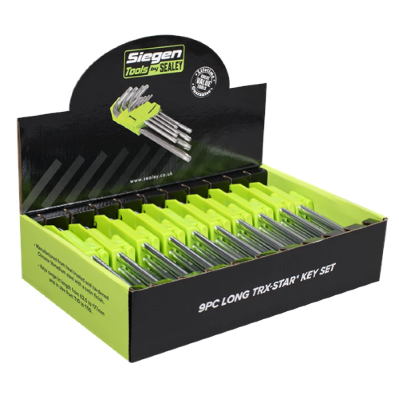 Image of Siegen Long TRX-Star Key Set 9pc - Display Box of 10