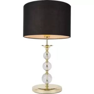 image of Zumaline Rea Table Lamp with Round Shade, Gold, Black, 1x E27