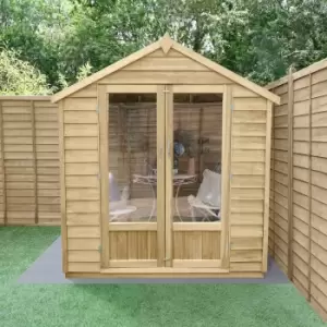 image of Forest Garden Oakley 6X4 Apex Overlap Solid Wood Summer House With Double Door (Base Included)