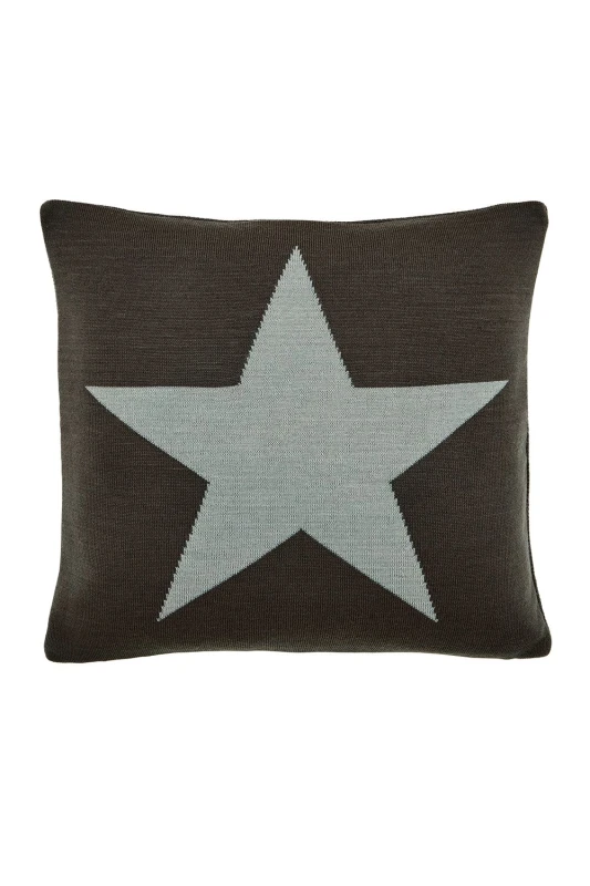 Image of Helena Springfield Helena Springfield 'Star' Knit Cushion in Grey Size: 45cm x 45cm Grey 45cm x 45cm Unisex 5016709702867
