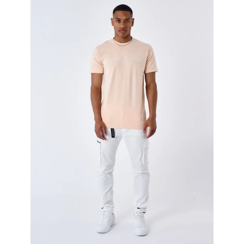 Image of Project X Paris project basic logo embroidery t-shirt Project X Paris Rose Male XS