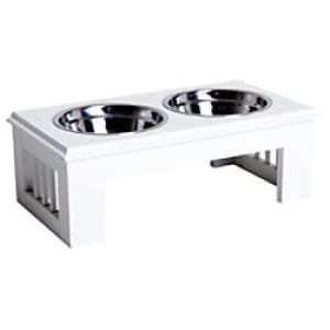 Image of PawHut Pet Feeder White 240 mm x 437mm x 150 mm