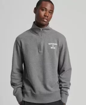 Image of Superdry Mens Code Core Sport Half Zip Sweatshirt Dark Grey / Dark Charcoal Marl - Size: L