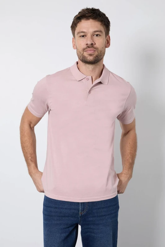 Image of Burton Burton Men Pink Jersey Polo Shirt Size: large Pink L Male 5045773966080