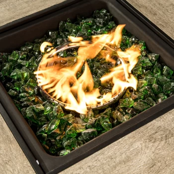 Image of 4 Kg Lava Rocks for Gas Fire Pit, Tempered Fire Glass, Safe for Outdoor Garden Gas Fire Pits, Green - Green - Teamson Home