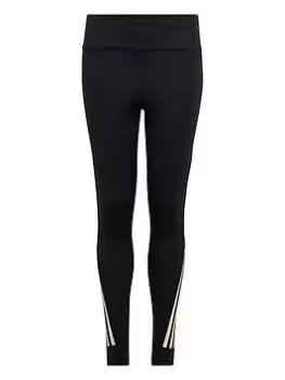 Image of adidas Junior Girls Training Icons 3-Stripes Legging - Black/White, Size 11-12 Years