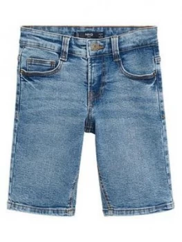 image of Mango Boys Straight Denim Shorts - Light Blue