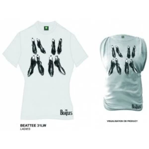Image of The Beatles Boots Dirty White Oil Washed Ladies T Shirt: L