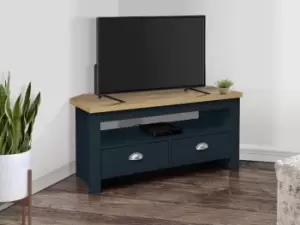 Image of Birlea Highgate Navy and Oak Effect Corner TV Unit Flat Packed