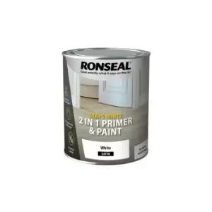 image of Ronseal Stays White 2-in-1 Primer & Paint Satin 2.5L