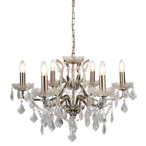 Image of 6 Light Chandelier Antique Brass Finish, E14