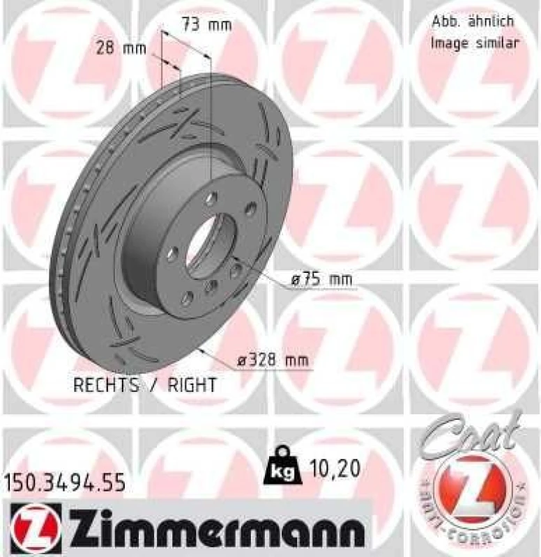 Image of ZIMMERMANN Brake disc ZIMMERMANN 150.3494.55