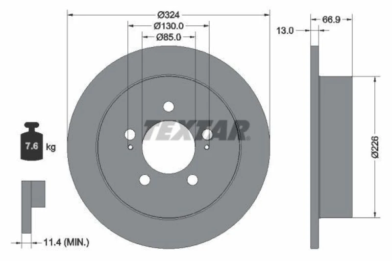 Image of Brake disc TEXTAR 92347403