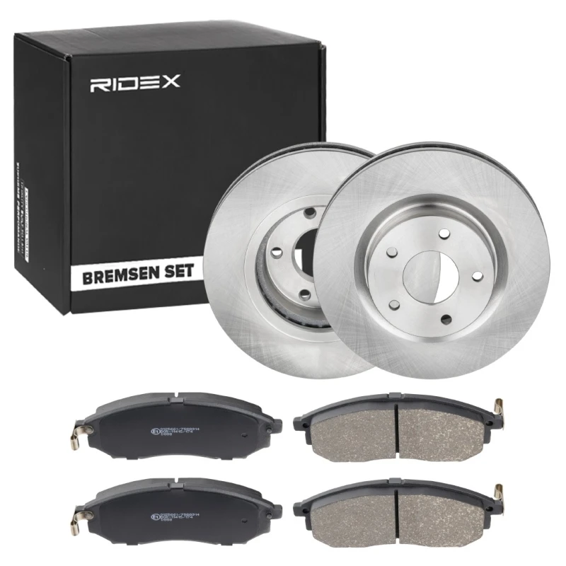 Image of RIDEX 3405B0819 Brake disc and pads set Front Axle, Brake Disc Type: Vented Brake Set,disc brakes (3405)