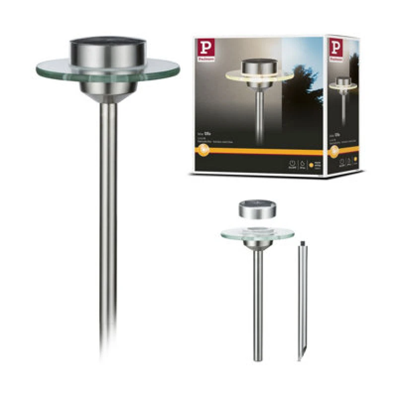 Image of Paulmann Solar LED Garden Spotlight Ufo Ip44 3000K Stainless Steel, Clear