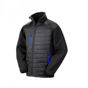 image of Result Mens Black Compass Padded Soft Shell Jacket (2XL) (Black/Royal Blue)