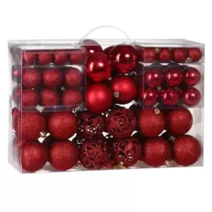 Image of Christmas Tree Baubles Set 100pcs Xmas Hanging Decorations Ornaments Colour Choice Red