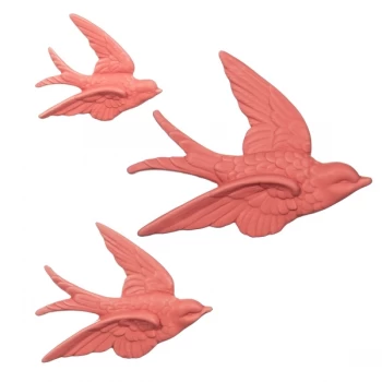 image of Sass & Belle Swallow Wall Decorations Dusky Pink - Set of 3