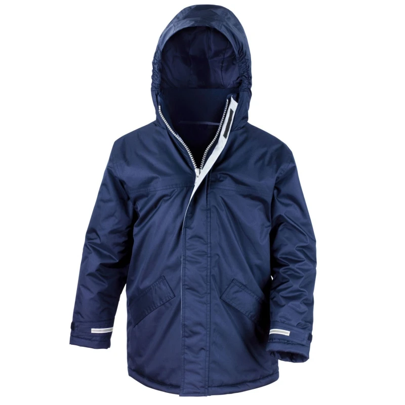 Image of Result Core Plain Black Parka in Navy Size: 3-4 Years Navy Unisex 3-4 Years