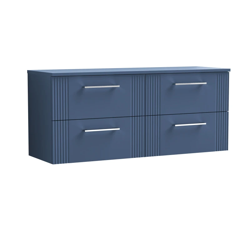 Image of Balterley 4 Drawer Wall Hung Vanity Colour Match Laminate Worktop Blue 1200mm Blue