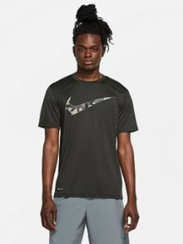 Image of Nike Training Camo Swoosh T-Shirt - Khaki