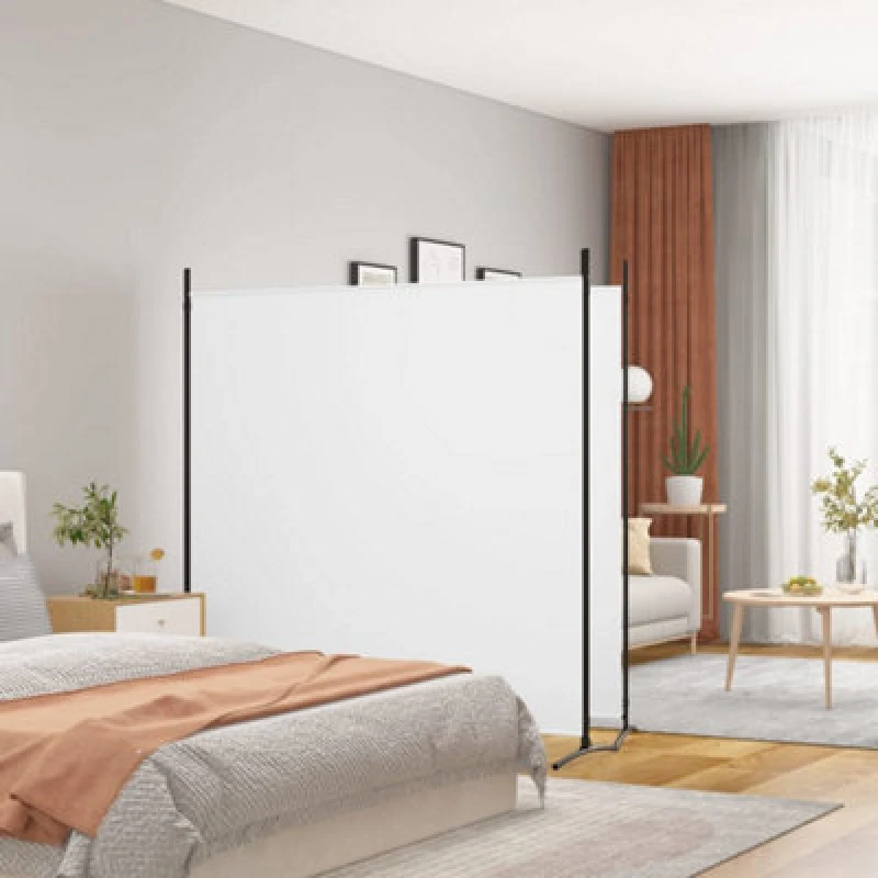 Image of Vidaxl 2-panel Room Divider White 348X180 Cm Fabric, White 350274