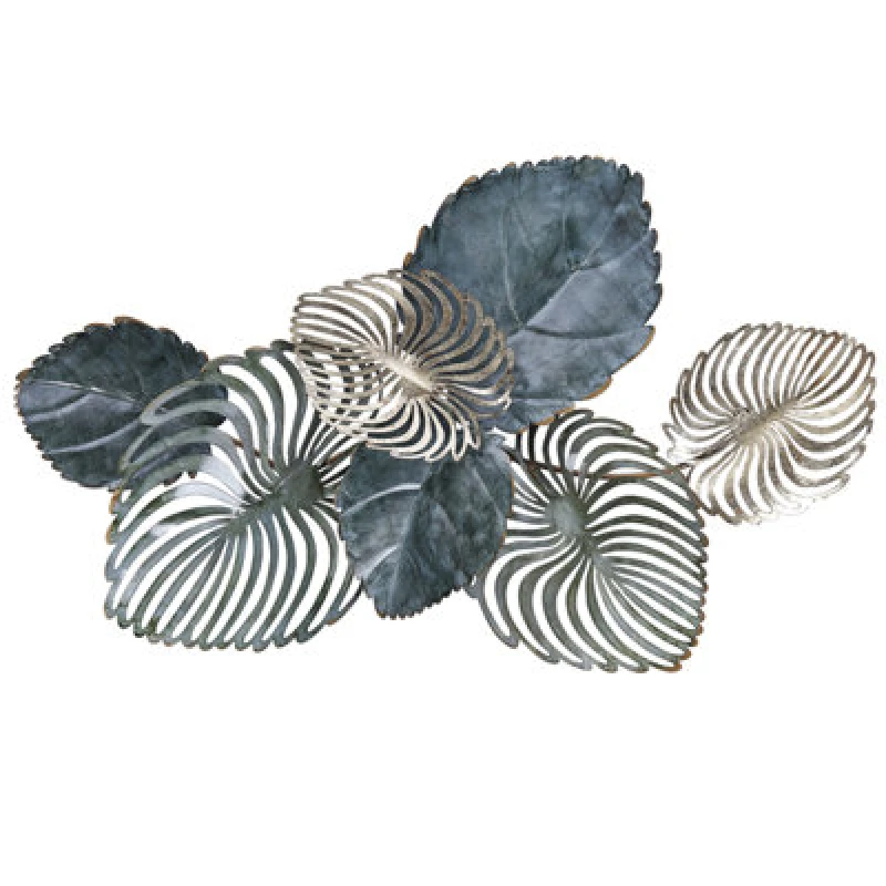 Image of Beliani Wall Decor Leaf Magnesium Metal 55cm Gold