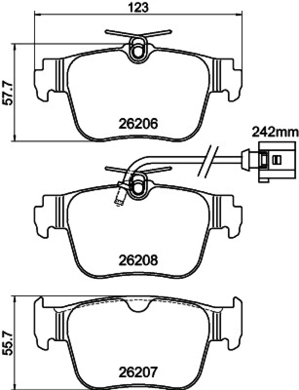 Image of HELLA Brake pad set HELLA 8DB 355 044-901