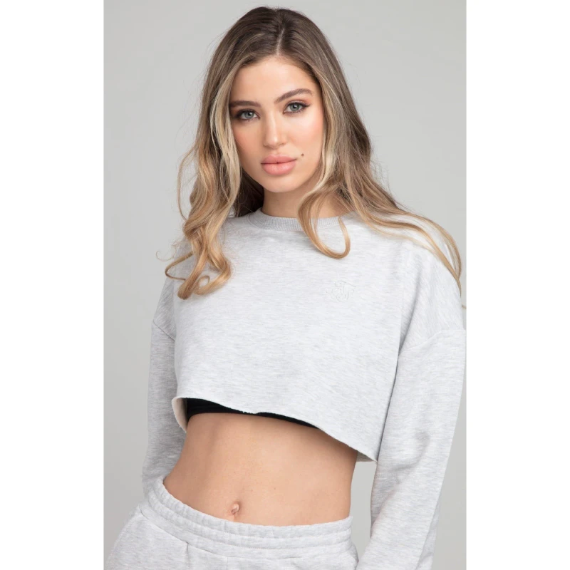 Image of SikSilk Cropped Sweatshirt - Grey Grey XS