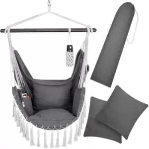 Image of Hanging Chair Anthracite Boho Style with Cushions