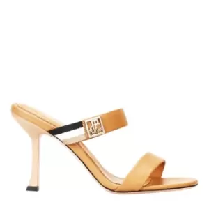 BOSS Leather Heeled Mules - Beige