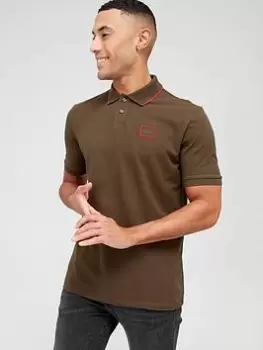 Image of HUGO Demlock Tipped Collar Polo Shirt, Dark Green, Size 2XL, Men