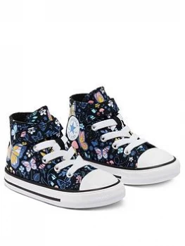 Converse Chuck Taylor All Star 1v Butterfly Forest Hi Infants Trainer - Black/Navy, Black, Size 6