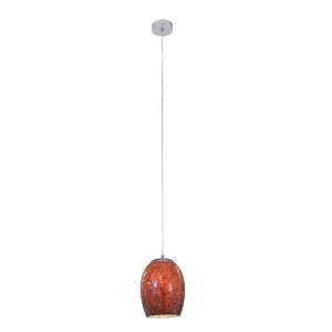 Image of 1 Light Ceiling Pendant Chrome, Red with Mosaic Glass Shade, E27