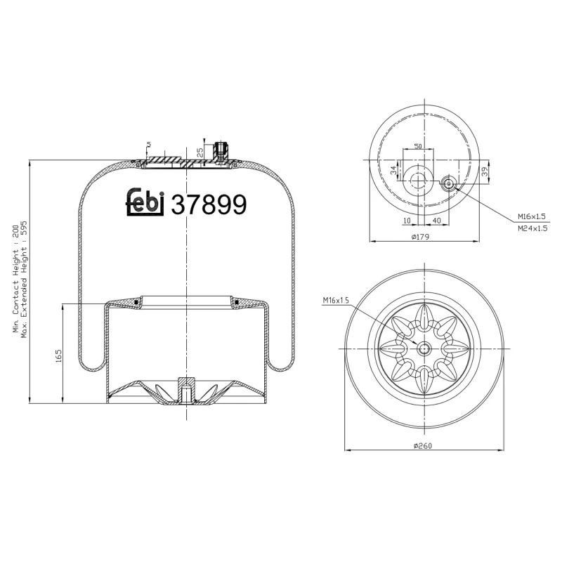 Image of FEBI BILSTEIN 37899 Boot, air suspension Rear Axle Right Boot,air suspension (324)