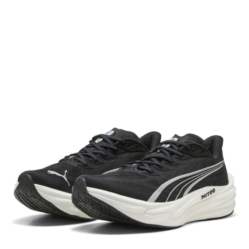 Image of Puma Mens Deviate Nitro 4 Running Shoes Black/White male 12 (47)