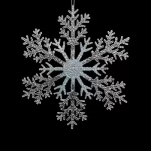 image of 21cm Acrylic Glitter Hanging Snowflake Christmas Decoration in Blue