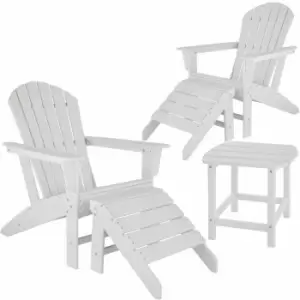 image of Tectake 2 Garden Chairs With Footrests And Weatherproof Side Table White