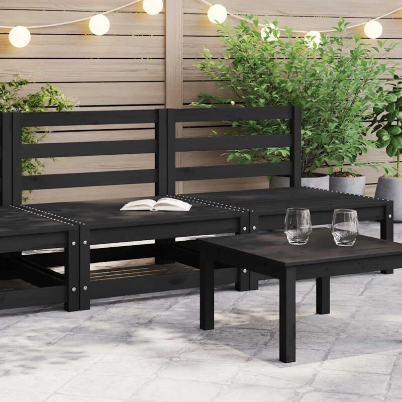 Image of VIDAXL Garden Middle Sofas 2 pcs Black Solid Wood Pine Vidaxl 8720286355022