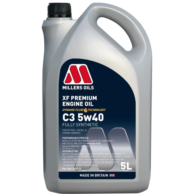 Image of MILLERS OILS 7640-5 Engine oil Capacity: 5l, 5W-40, Full Synthetic Oil Engine Oil (1862)