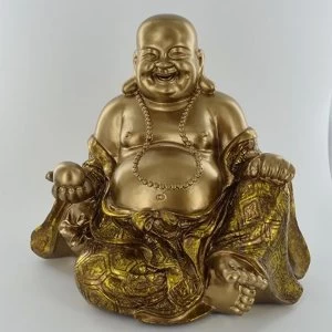 Image of Gold Laughing Buddha Ornament H21cm