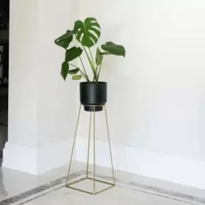 image of Ivyline Minimo Plant Stand In Gold- H40Cm D21Cm