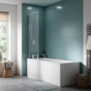 Image of Nuie 1500mm Left Hand P Shaped Bath Set - White