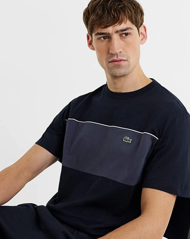 Image of Lacoste Lacoste Short Sleeve Colourblock T-Shirt Black - Lacoste - Size: M40 Black Male M40 LA38502