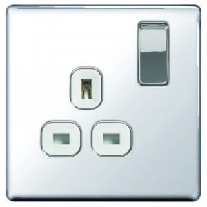 Image of Wickes 13A Screwless Flat Plate Single Switched Socket - Polished Silver