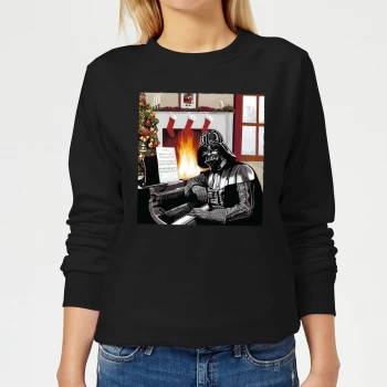 image of Star Wars Darth Vader Piano Player Womens Christmas Sweatshirt - Black - XL