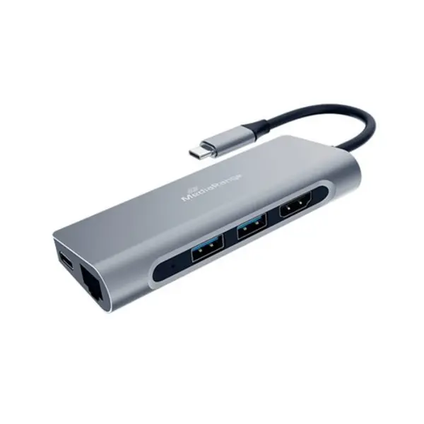 Image of MediaRange MediaRange USB Type-C Hub 7-In-1 Multiport Adapter for USB-C Devices Silver MRCS510 MRCS510