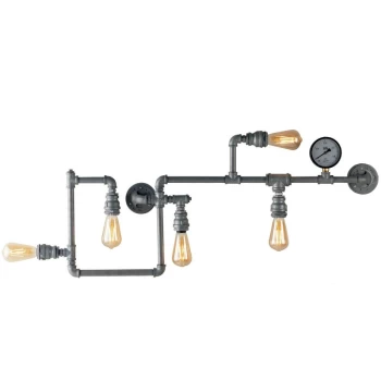 image of Fan Europe Amarcord - Pipe Effect Mutli Arm Flush Ceiling Lamp, Zinc, E27