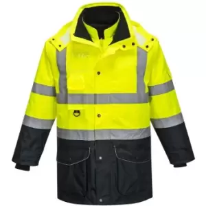 Image of Portwest S426YNR4XL - sz 4XL Hi-Vis 7-in-1 Contrast Traffic Jacket - Yellow/Navy - Yellow/Navy